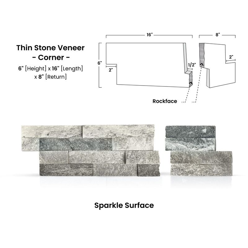 Alaska White Thin Stone Veneer - Corner - 6