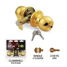 Atlas Ball Door Knob Entry - Polished Brass, 1 pc - Fred Meyer