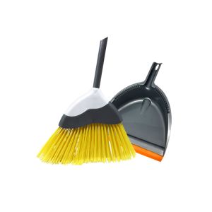 Angle Broom with 4' Handle and Dust Pan Deluxe Set