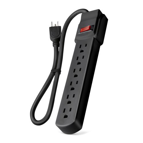 6 Outlet Surge Protector with 2.5 FT Power Cord, Black