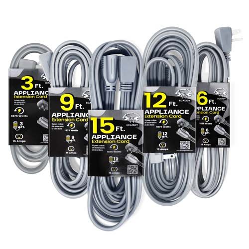 Appliance Extension Cord, 14-3 SPT, Grey