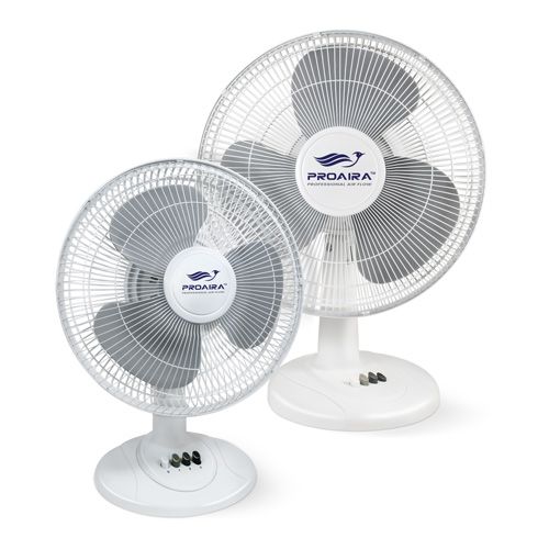 Oscillating Table Fan with Adjustable Tilt, 3 Speed Control, White
