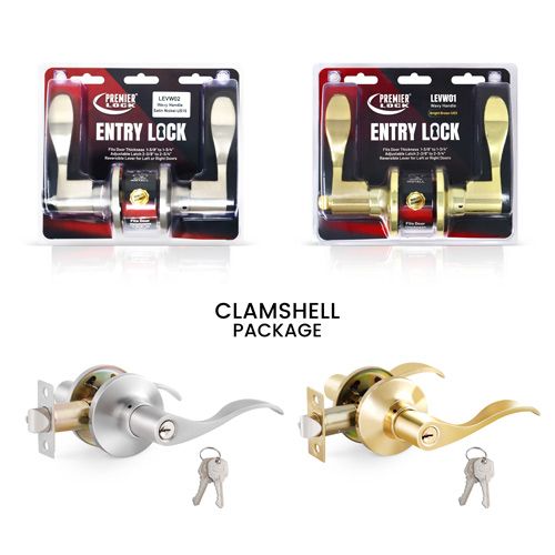 Lever Handle Entry Lock - Wave Handle - 2 KW1 Keys - Adjustable Latch