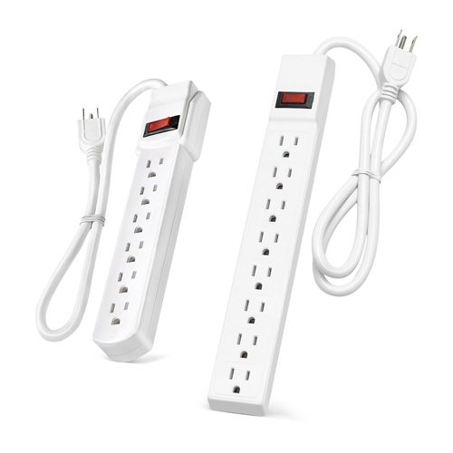 Outlet Power Strip with 2.5 FT Power Cord, White