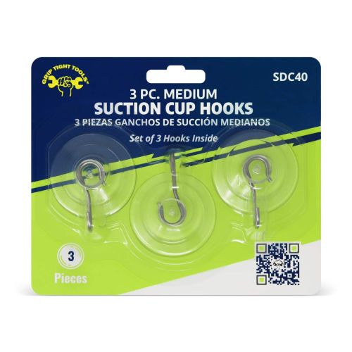 3 PC. Medium Suction Cup Hooks