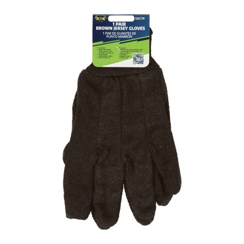 1 Pair Brown Jersey Gloves