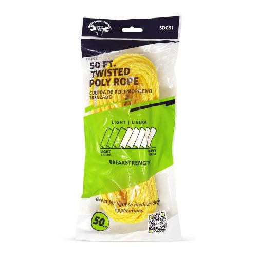 50 Ft. Twisted Yellow Polypropylene Rope